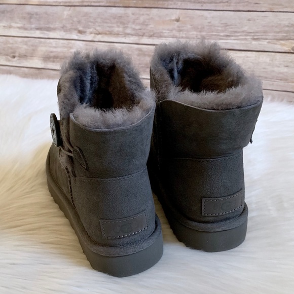 UGG Grey Mini Bailey Button II Boots - Picture 6 of 8